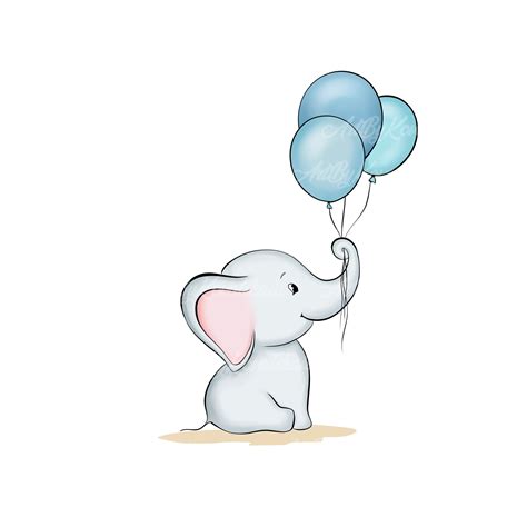 Elephant Clipart Elephant Balloons Png Baby Shower Boy Digital