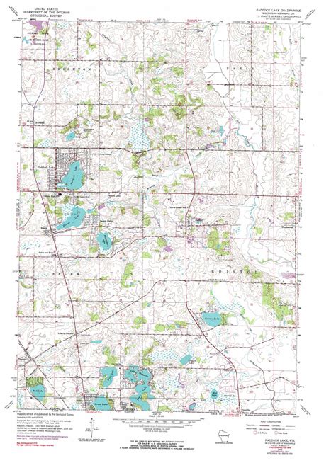 Paddock Lake Topographic Map 124000 Scale Wisconsin