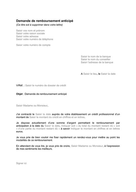 Modele Lettre De Remboursement