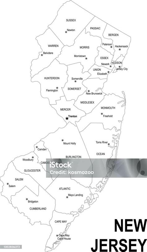 Outline Map Of New Jersey Stock Illustration Download Image Now New