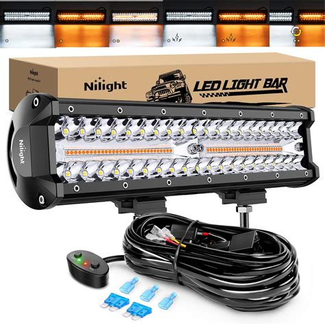 Nilight Inch W Led Light Bar Spot Flood Amber White Strobe Modes