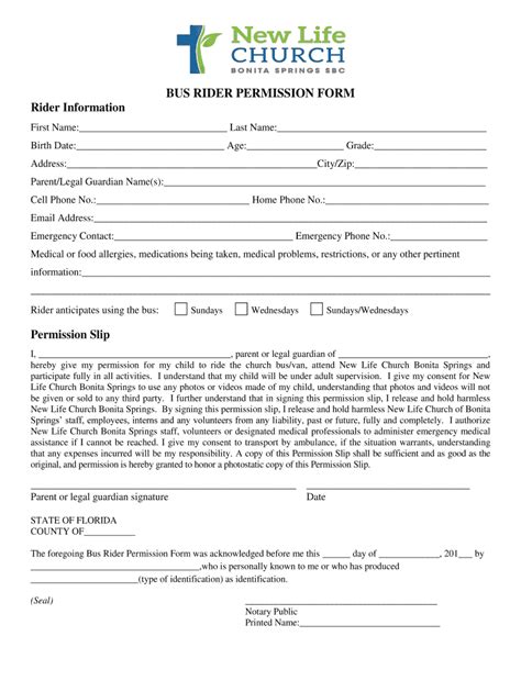 Fillable Online Bus Rider Permission Form Fax Email Print Pdffiller