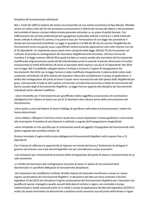 Evoluzione Normativa Disciplina Licenziamento Disciplina Del