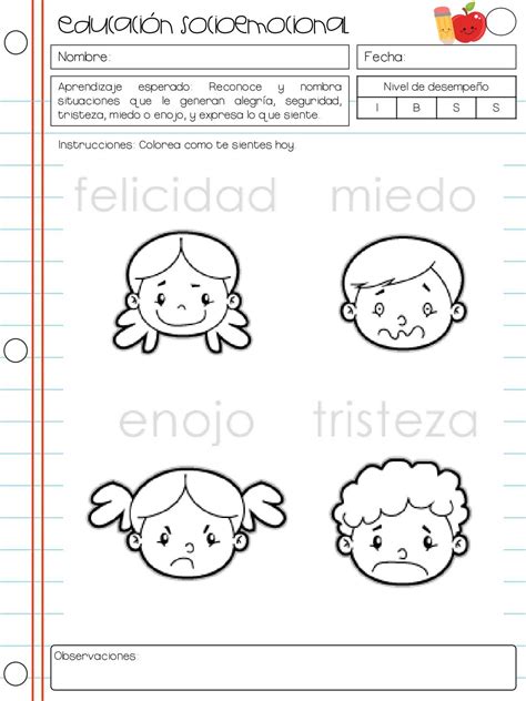 Cuaderno Educación Socioemocional Materiales Educativos para Maestras