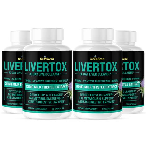 Livertox Liver Detoxifierdigestive Enzymesmetabolism 4 Bottles 24 Pelican Vitamins