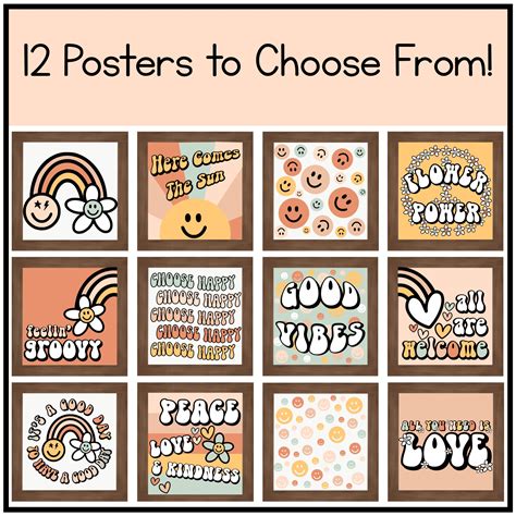 Retro Classroom Decor Boho Printable Posters Classful