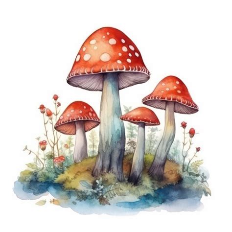 Premium Ai Image Mushrooms Watercolor Mushrooms Vector Vector