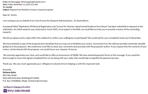 Phishing Email Example Request From Nyuad To Review A Research