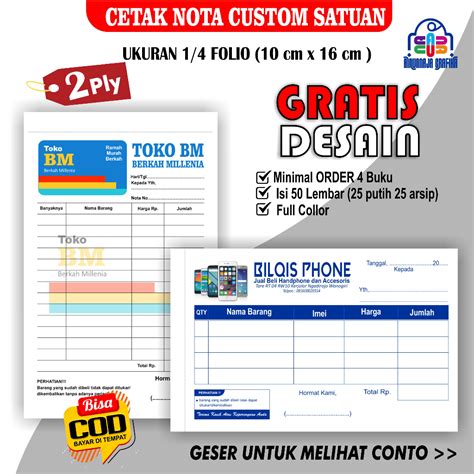 Jual CETAK NOTA CUSTOM CETAK NOTA 2 PLY NOTA CUSTOM NOTA CUSTOM