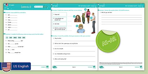Esl Curriculum Level Lesson Activity Sheet Twinkl