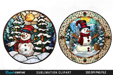 Christmas Stained Glass Clipart Design Graphic By Regulrcrative