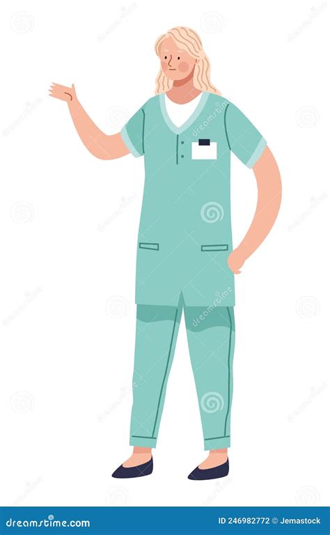 Blond Female Doctor Standing Stock Vector Illustration Of Medic