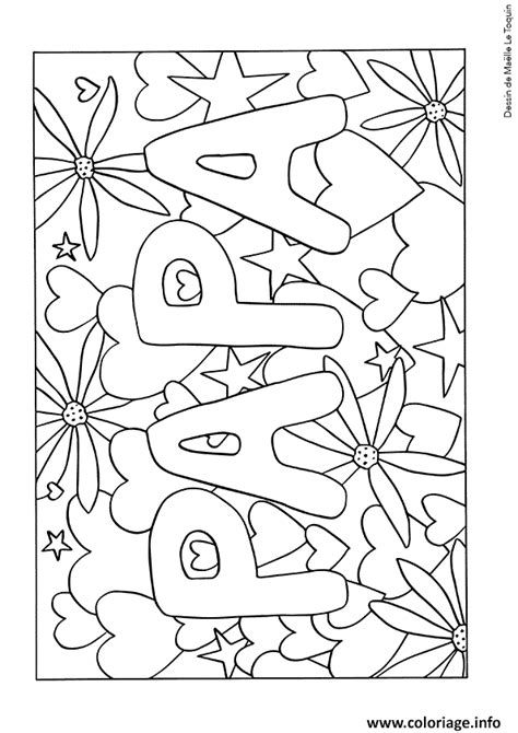 Coloriage Fete Des Peres Avec Mot Papa Mandala Doodle JeColorie