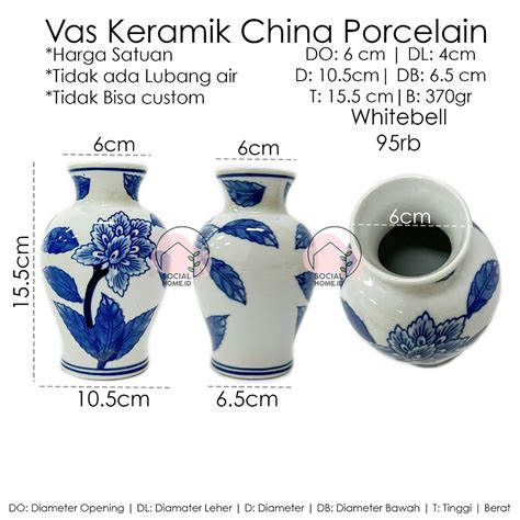 Jual Vas Bunga Keramik Porcelain China Biru Putih Pajangan Flower Vase