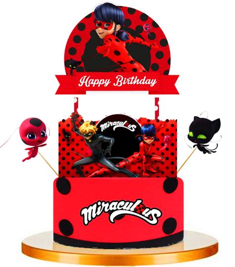 Galleon 31pc Giant Cake Topper Miraculous Ladybug Lady Bug Cardstock