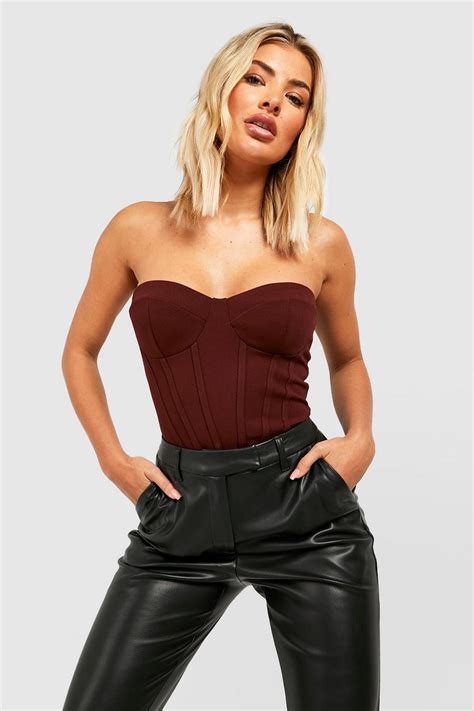 Seam Detail Longline Corset Top Boohoo