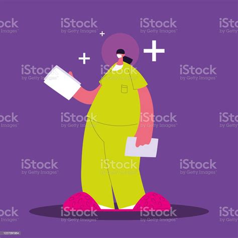 Female Doctor Standing Medical Staff Stock Illustration Download