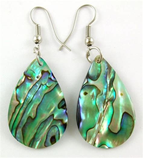 Abalone Shell Earrings Teardrop Dangle Drop Hook Handmade Women Jewelry