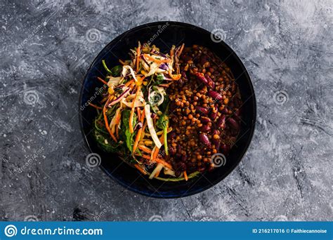 Vegan Nourish Bowls With Mexican Bean Mix And Coleslaw Salad Healthy