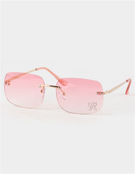 Full Tilt Rimless Rhinestone Butterfly Sunglasses Pink Tillys