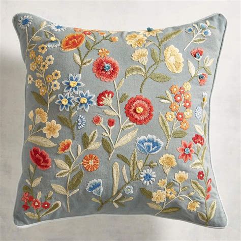 Pier Imports Embroidered Multifloral Pillow In Embroidered