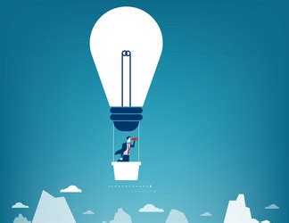 Cartoon Of Man Or Businessman In Hot Air Ballon Vector Image