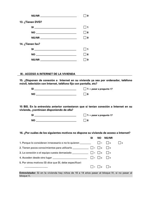 Modelo De Encuesta Del Ine Sobre Equipamiento Y Tic Pdf