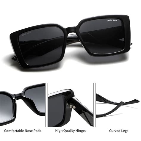 Grey Jack Square Polarized Tr90 Full Frame Sunglasses Uv400 Protection