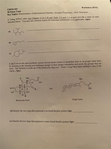 Solved Worksheet WS3 CHEM 205 58 Points Total Key Topics Chegg