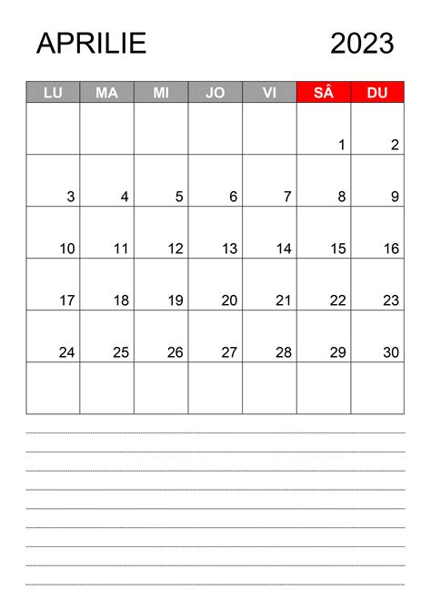 Calendar Aprilie 2023 Calendarul Su Calendare Romanesti Imprimabile