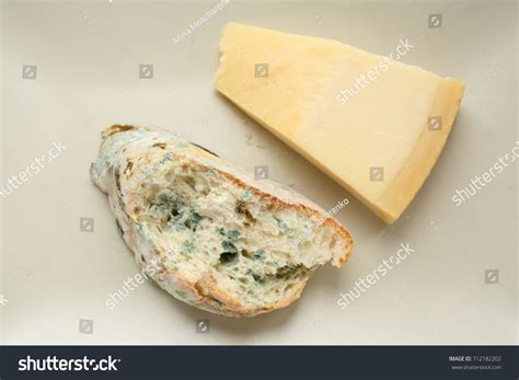 Unsavoury Dry Parmesan Cheese Moldy Slice Stock Photo 712182202