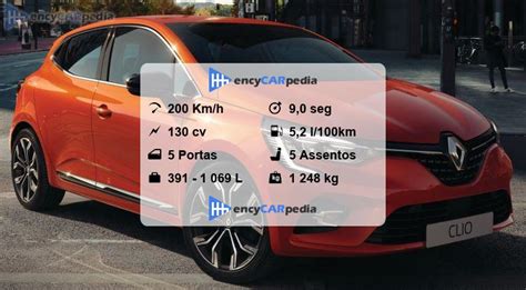 Renault Clio TCe 130 Ficha Técnica 2019 2023 desempenho dimensões