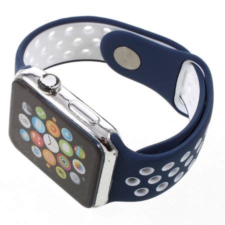 Apple Watch Mm Silikon Armband Gelocht Weiss Blau