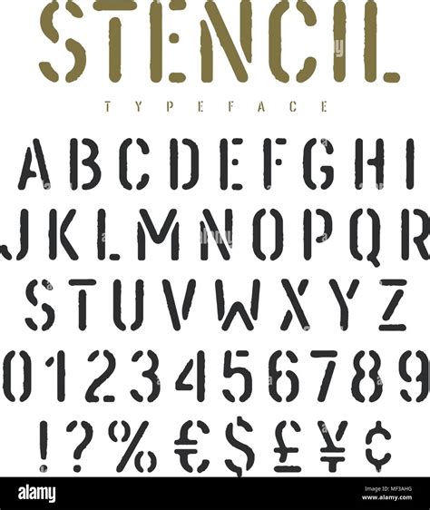 Stencil Alphabet With Grunge Texture Effect Rough Imprint Stencil