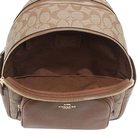 Coach Court Backpack Bag In Signature Canvas In Khaki Saddle 2 5671