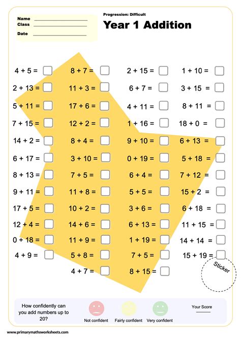 Year 1 Addition Worksheet Difficult Teaching Resources Worksheets