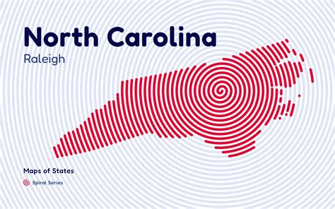 North Carolina Map In Spiral Formation Raleigh Takes Center Stage