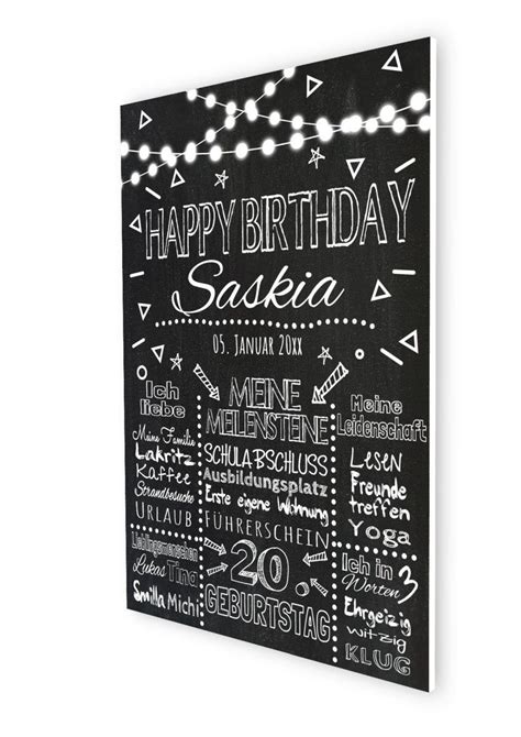 Meilensteintafel Chalkboard Geschenk 20 Geburtstag Personalisiert Mann