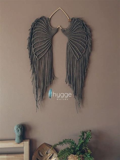 Large Xl Macrame Angel Wings Wall Hanging Color Mokka Etsy Free