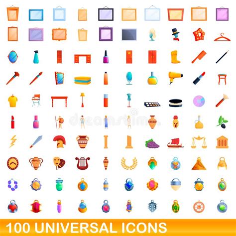 Iconos Universales Conjunto De Estilo De Dibujos Animados