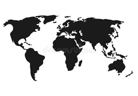 Simple World Map In Flat Style Isolated On White Background Vector