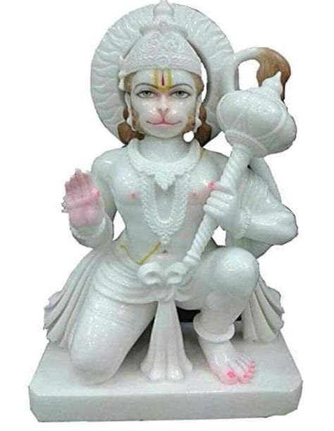 White Painted Marble Lord Hanuman Statues For Worship Size Feet At