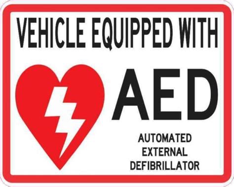 5in X 4in Vehicle Equipped With AED Sticker Vinyl Medical Emergency