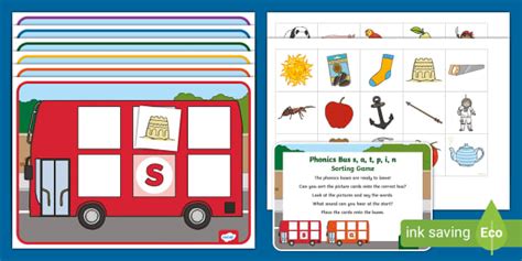 Phonics Bus S A T P I N Sorting Game Twinkl Twinkl