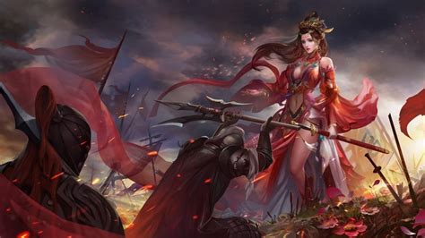 Fantasy Art Knight Belly Battle Boobs Asia Fantasy Girl Artwork