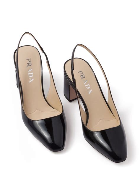 Prada Patent Leather Slingback Pumps Black Farfetch