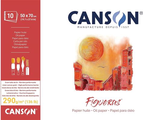 CANSON Figueras Bloc 10 feuilles de papier huile 50x70 cm 290g m²