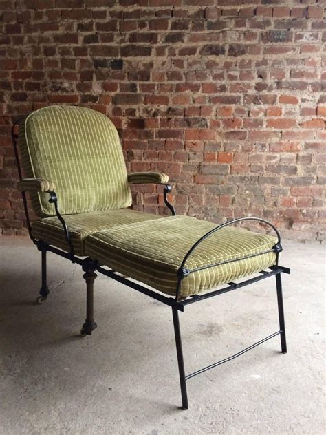 Antique Campaign Daybed Fold Out Chair Cast Iron Casters Victorian At