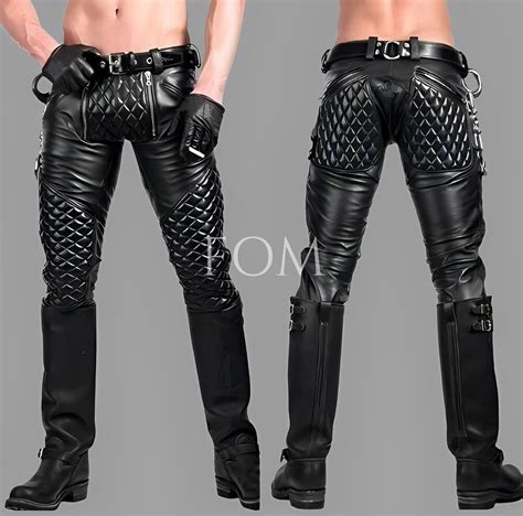 Mens Genuine Soft Leather Black Quilted Pant Adult Zipper Jeans Bikers Trouser Ebay