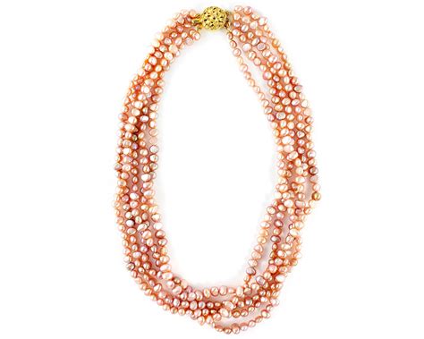 Blush Pink Cultured Freshwater Pearl Multi Strand Necklace Vintage